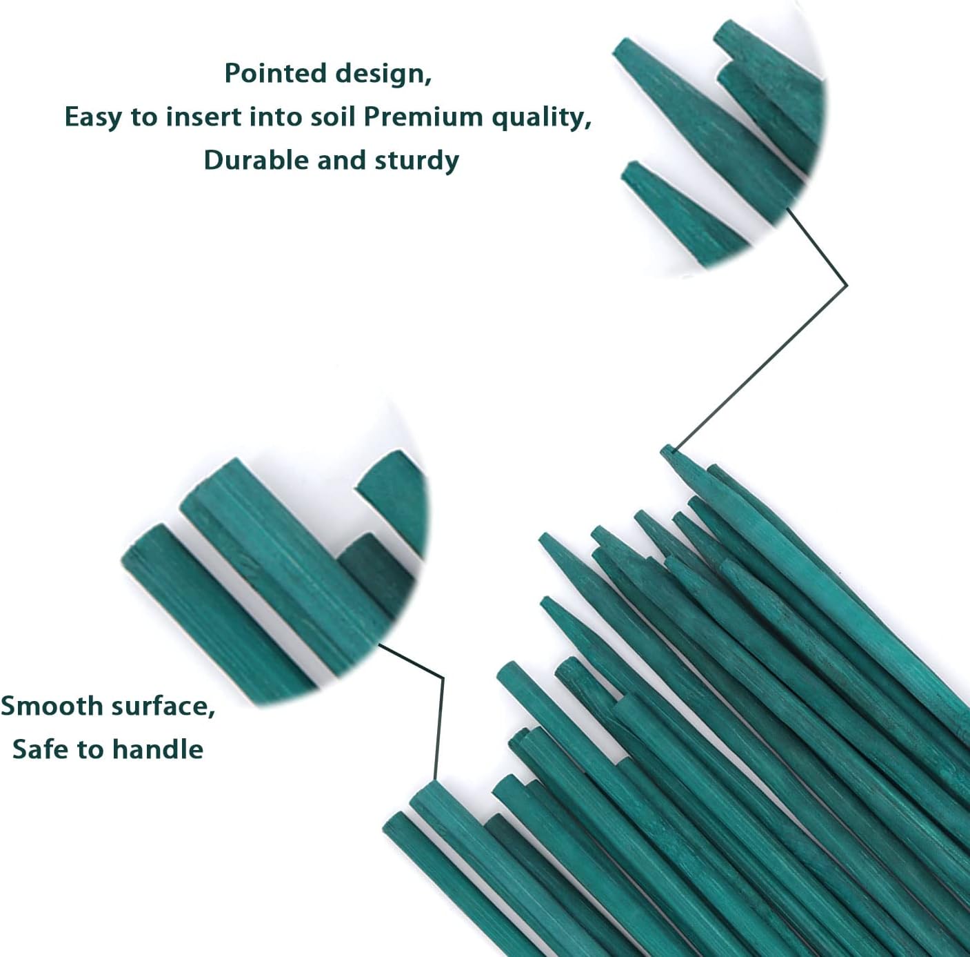 Green Bamboo Plant Stakes, Plant Sticks Support for Indoor and Outdoor Plants, Garden Wood Sturdy Bamboo Sticks, Floral Plant Support Stakes for Garden Plants 25 Pack（18 Inches）