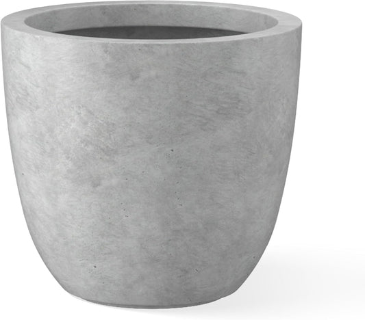 Kante 18 Inch Dia Round Concrete Planter, Indoor Outdoor Large Plant Pot with Drainage Hole and Rubber Plug for Home Patio Garden, Natural Concrete