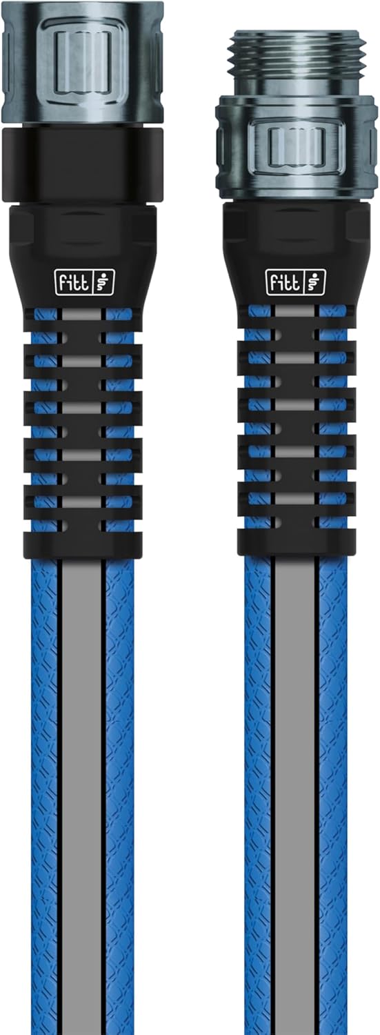 FITT HiFlo Water Hose 25ft, Multipurpose Flat Garden Hose, Easy to Use and Long-lasting Performance, Grey