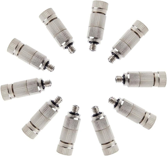 Metalwork 10 Pcs Stainless Steel Misting Nozzles For Outdoor Cooling Misting System, High Pressure Anti Drip Cleanable, 3/16" Thread (0.15mm)