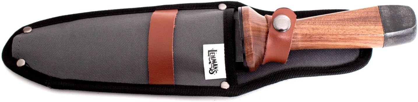 Lehman's Hori Hori Garden Knife, Durable Double Edge, Hardened Steel with Wooden Handle, Hand Weeding and Digging Tool with Sheath