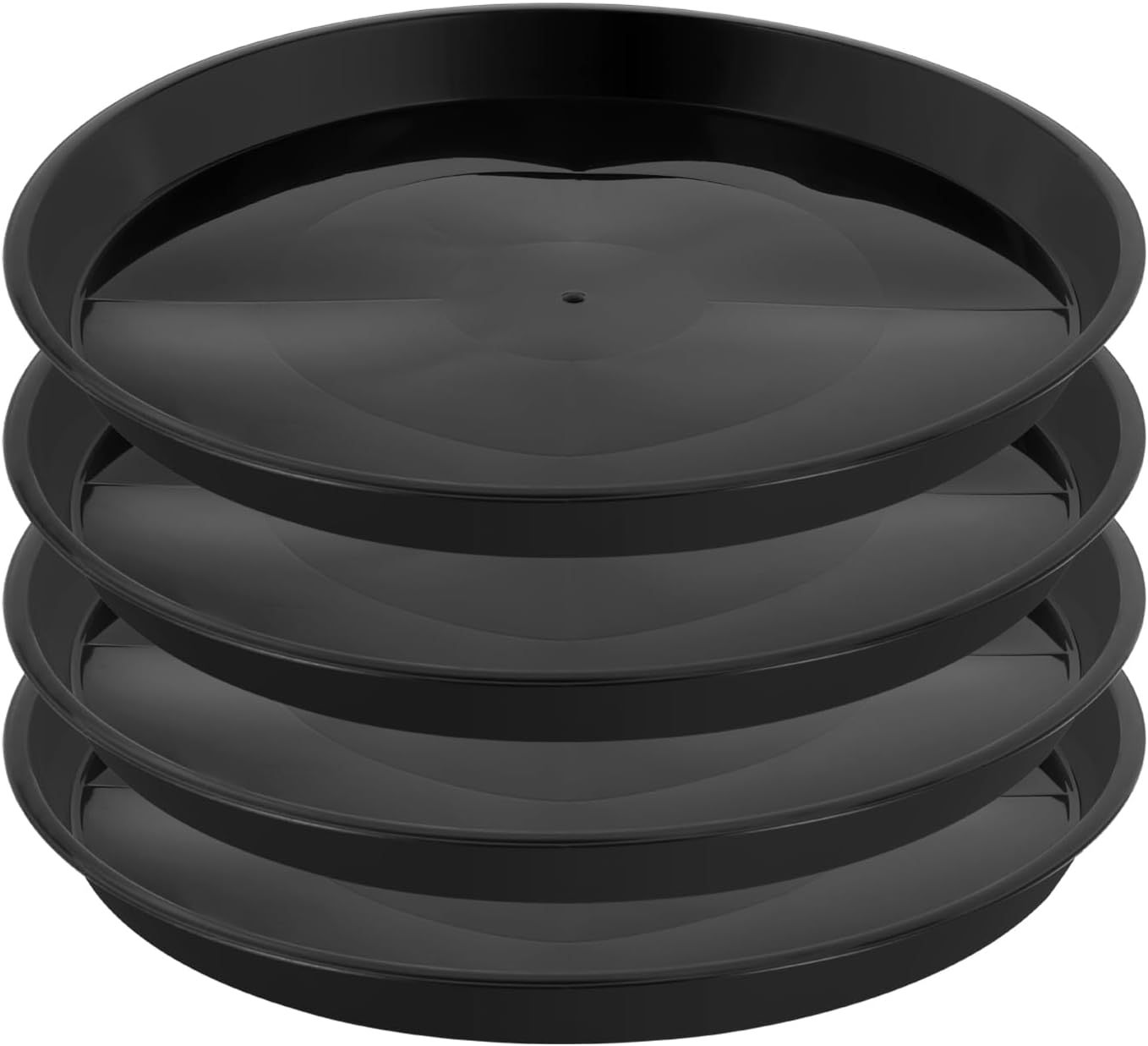 Kichwit 4 Pack 13.5 Inch Plant Saucer, Round Plastic Plant Trays for Indoor & Outdoor (Black, 13.5 Inch)