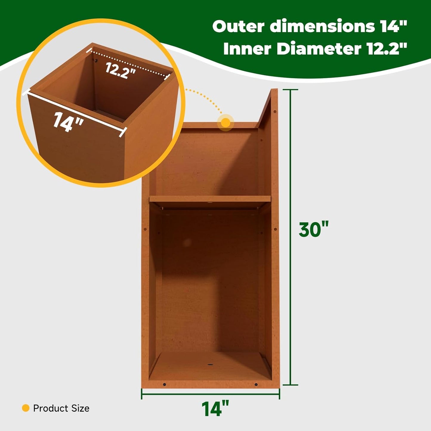 Corten Steel Metallic Heavy Planter for Outdoor Plants 14"x14"x30" Metal Planter Spliced Flower Pot with Partitions for Outside,Indoor,Garden (Corten, 14 * 14 * 30)