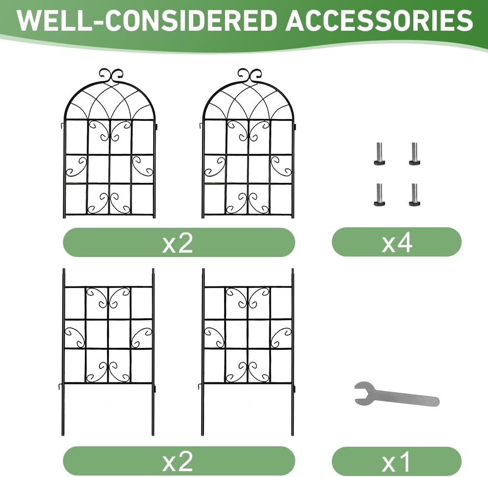 2 Pack 71x20in Garden Trellis, Black Metal Coating Rustproof Perfect for Supporting Climbing Plants Outdoor Roses, Vines, Flowers, and Vegetables