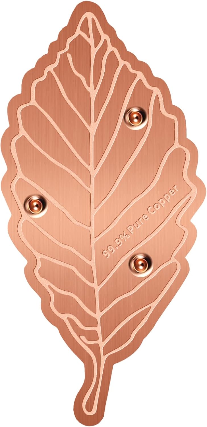 Bird Bath Copper Disk,Bird Bath Purification Disk 0.6mm Reinforced 99.99% Pure Copper Cleaning Disk with Triple-Point Support,Fits Outdoor Birdbath & Bowl,Provide Safe Clean Water,Leaf-1Pc