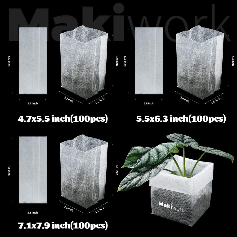 200 Pcs Non-Woven Plant Nursery Bags, Outdoor Plant Seeding Bags, Seedling Pots Container, Fabric Seedling Pots Plants Pouch, 7.08” x 7.87”/18x20cm