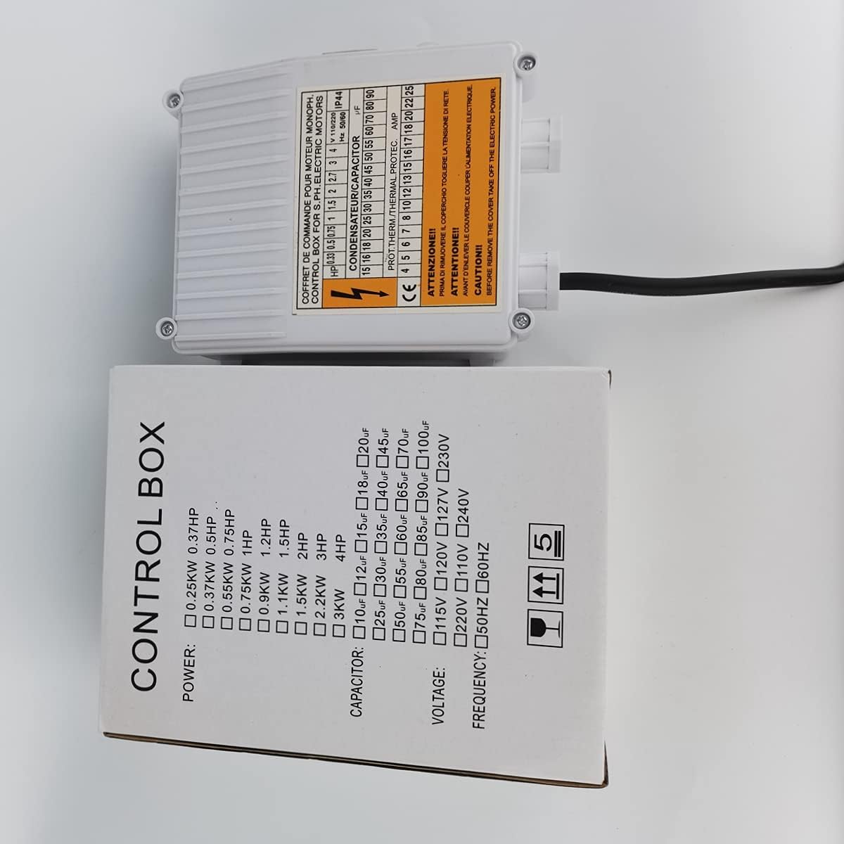 110V/60Hz Submersible Well Pump Control Box - 0.75KW 1HP Accessories with Starter Switch, Controller & Thermal Protection Circuit Breaker