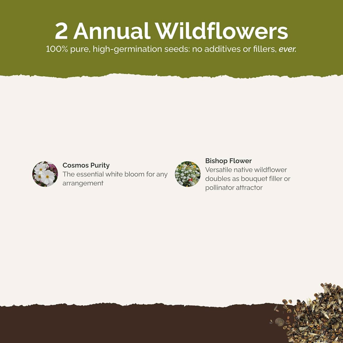 Eden Brothers Moon Garden Flower Mixed Seeds for Planting, 1/4 lb, 120,000+ Seeds with Cosmos Purity, Bishop's Flower | Attracts Pollinators, Plant in Spring or Fall, Zones 3, 4, 5, 6, 7, 8, 9, 10