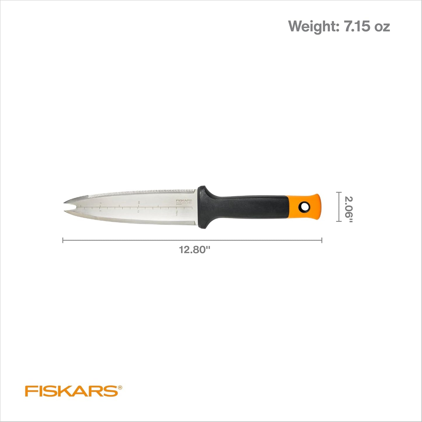 Fiskars Hori Hori Garden Knife with Sheath, Multi-Purpose Heavy Duty Gardening Hand Tool for Weeding, Planting, Digging with Hanging Hole