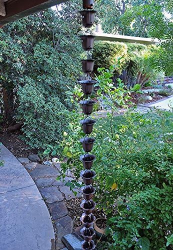 Nutshell Stores Flower Cups Rain Chain - Bronze - 19 Feet