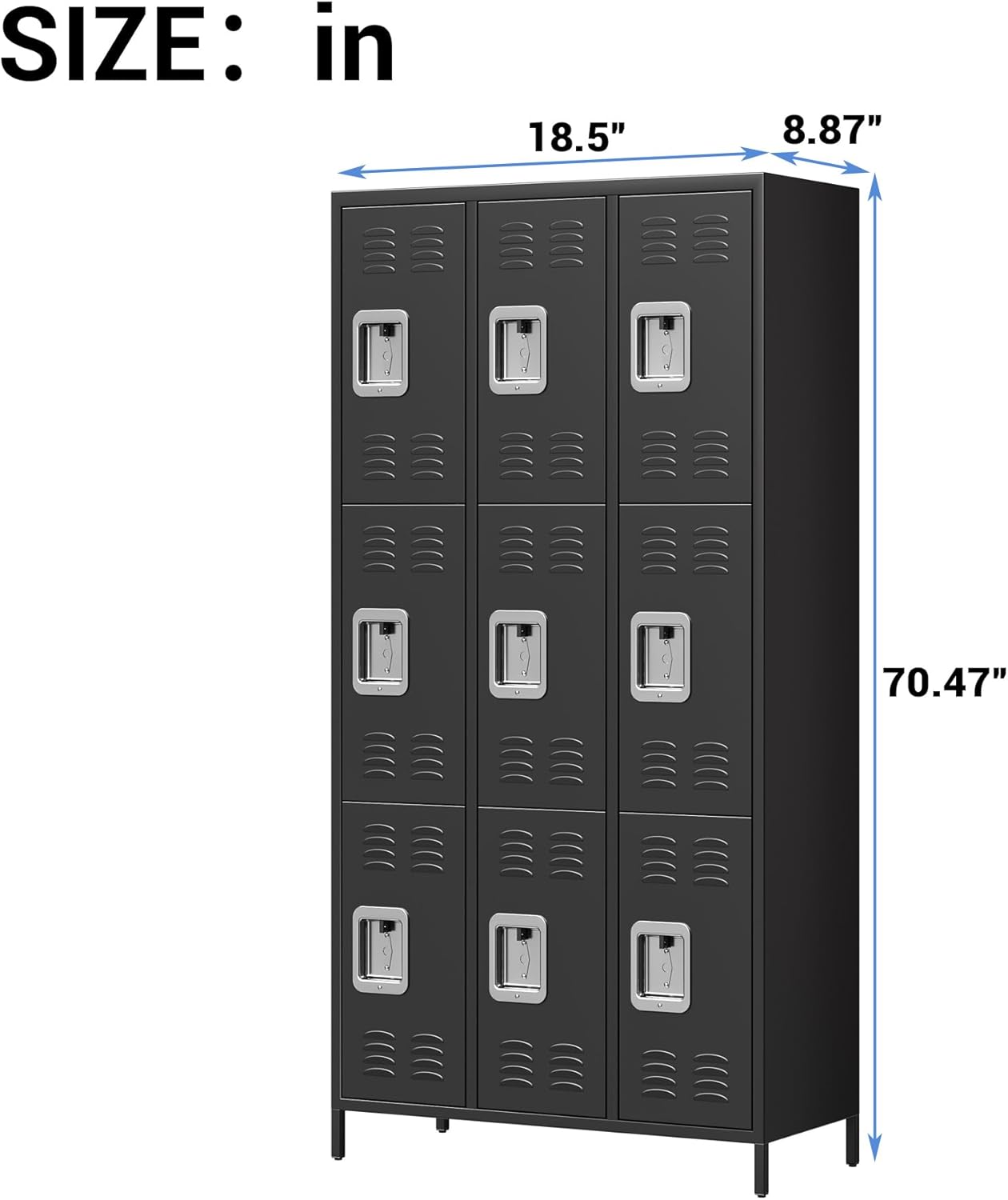 GAOMON Metal Lockers, 9-Door Metal Storage Cabinets Locker, Secure Storage Solution, Perfect for Offices, Gyms, Schools & Homes, Organizes Personal and Work Belongings Easily