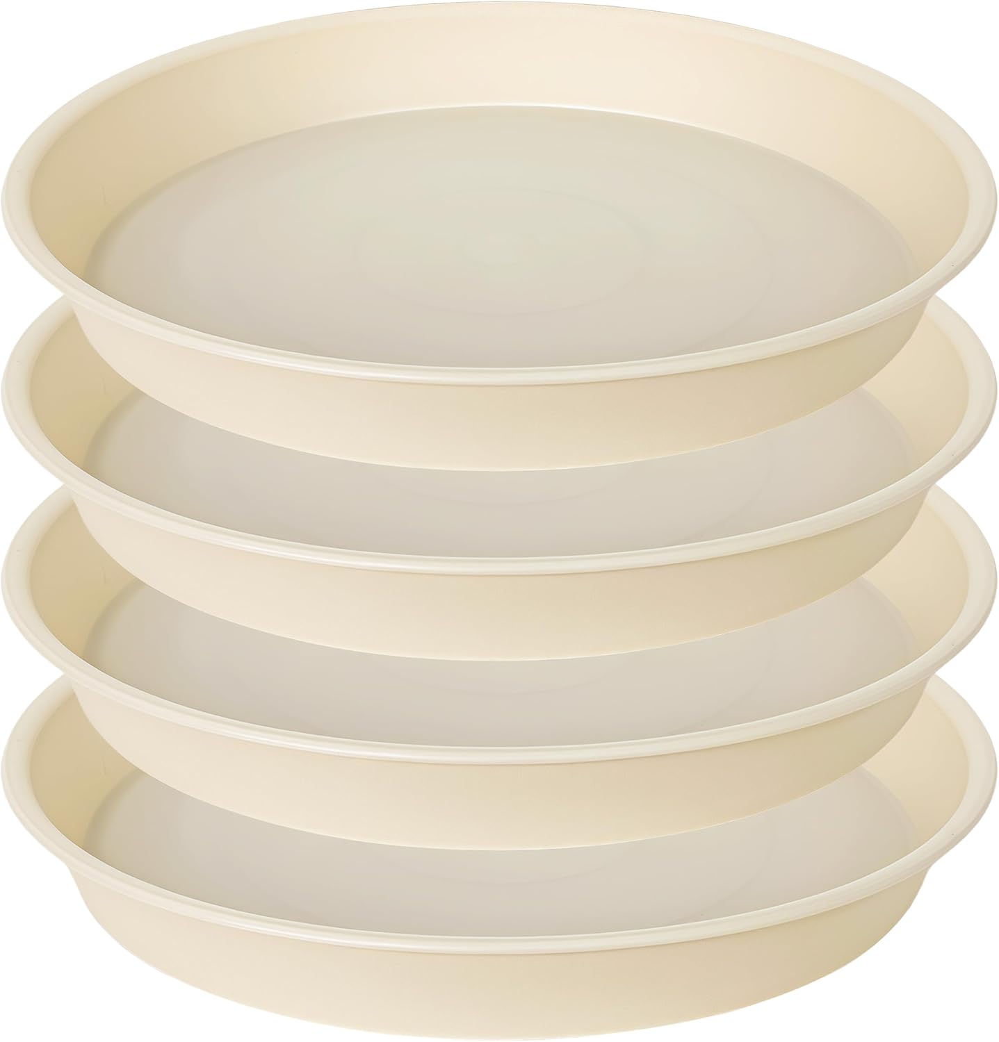 4 Pack of 16 17 inch Plant Saucer (15 inch Base), 2.3" Depth, Heavy Duty Deep Plant Trays for Pots, Plant Saucers for Indoors, Bird Bath Bowls, Drip Trays for Planter (17", Beige)