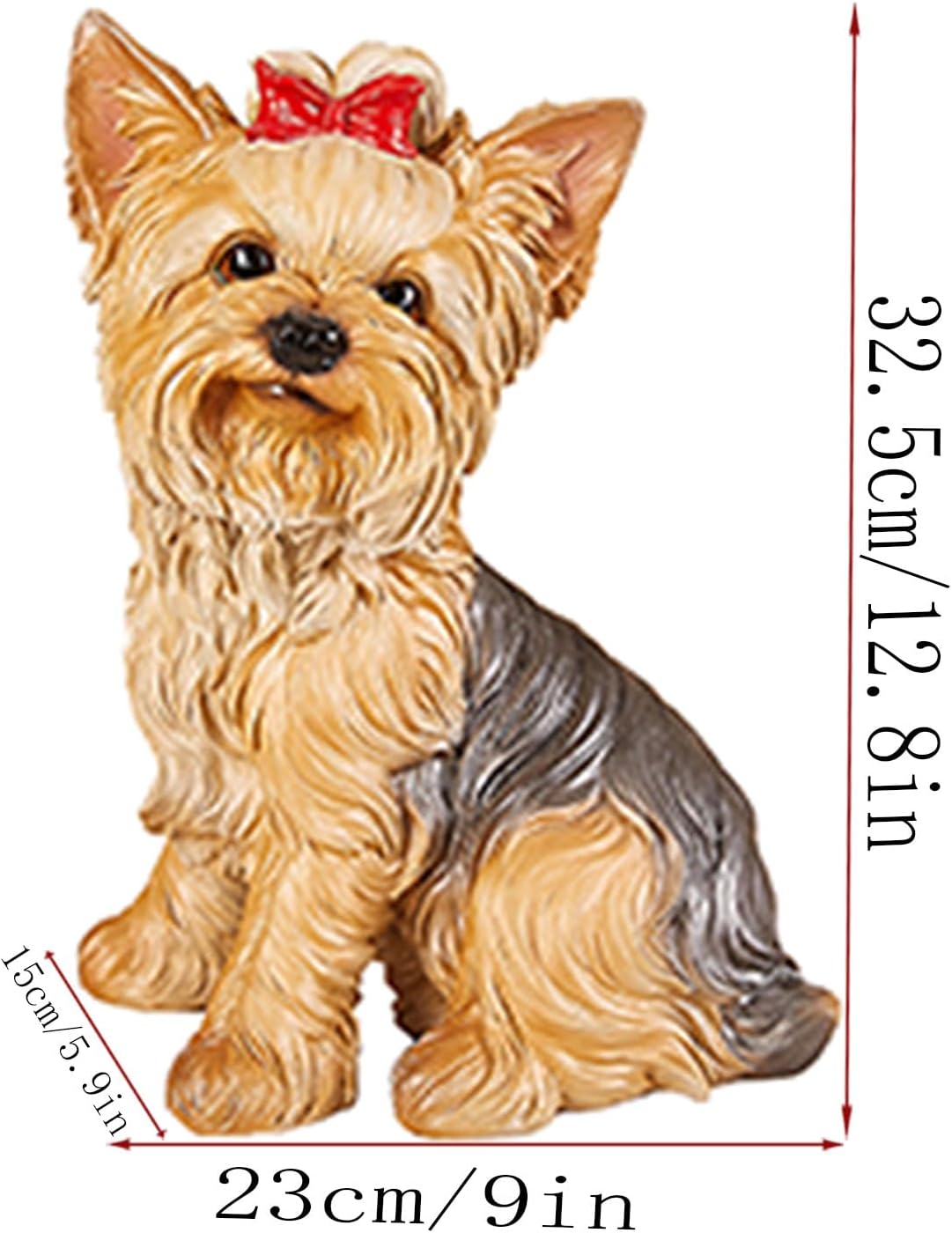 WANLIAN Hand-Painted Yorkshire Terrier Statue - Multicolor Outdoor/Indoor Garden Decor, Realistic Dog Sculpture for Lawn, Home, and Christmas Decoration (12.8 Inch)