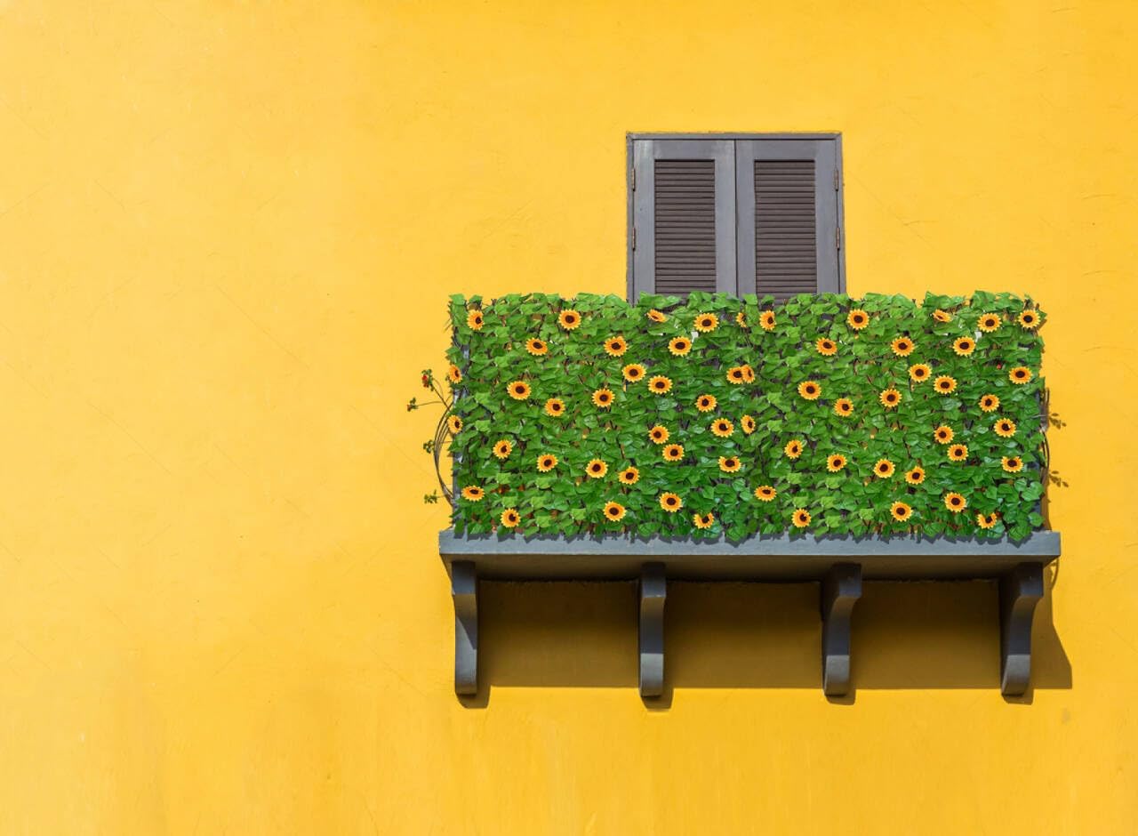 Expandable Fence Privacy Screen for Balcony Patio Outdoor,Decorative Faux Ivy Fencing Panel,Artificial Hedges (Single Sided Leaves)