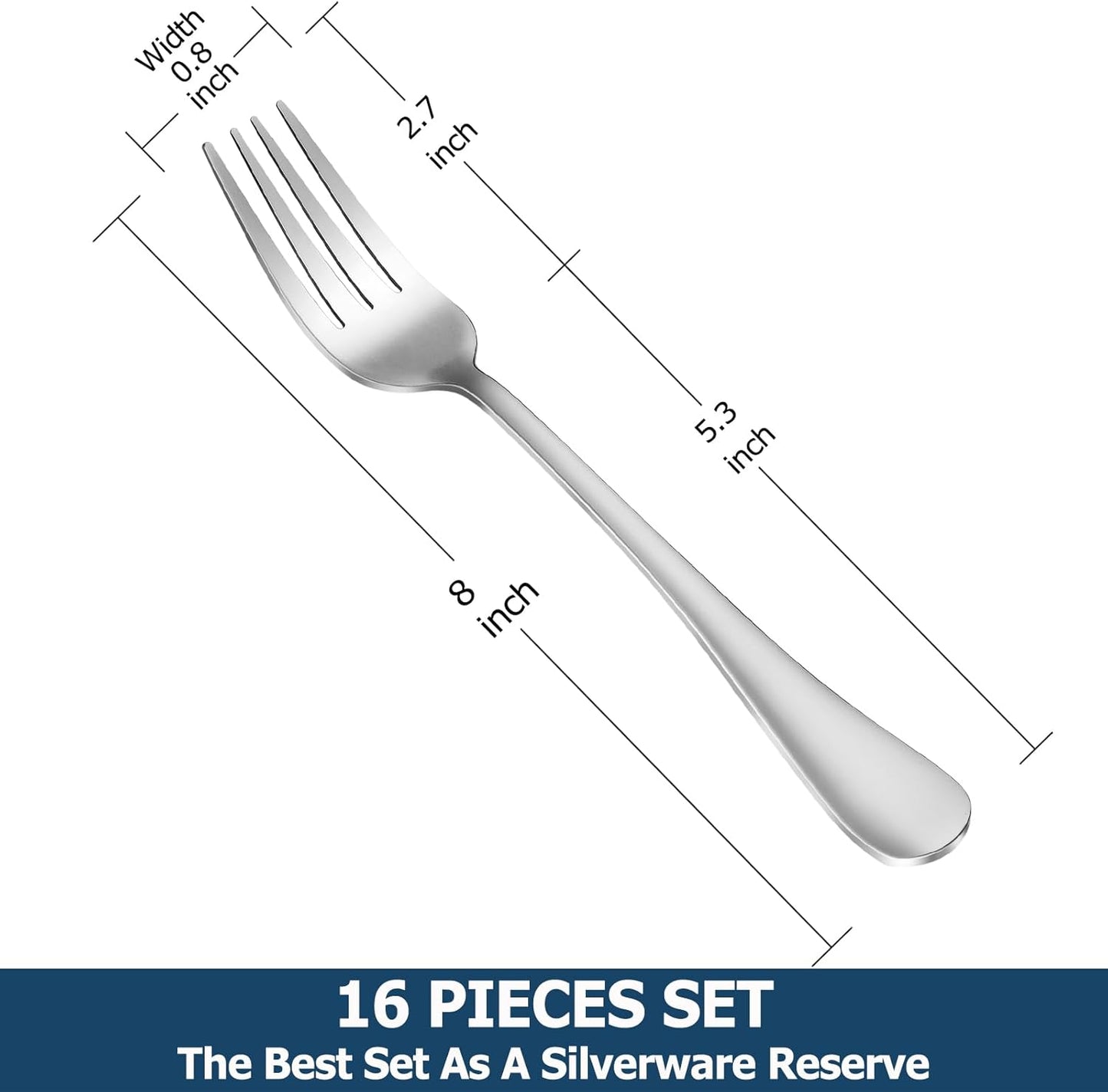 Dinner Forks,Set of 16 Top Food Grade Stainless Steel Silverware Forks,Table Forks,Flatware Forks,8 Inches,Mirror Finish & Dishwasher Safe,Use for Home,Kitchen or Restaurant