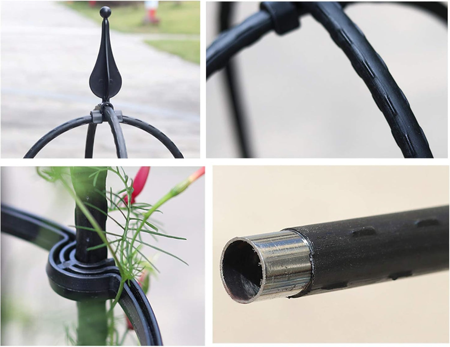 2Pcs Garden Obelisk Trellis, 23 Inch Metal Tower Obelisk Trellis Flower Support Trellis Support Metal Frame for Climbing Plants, Vines, Flowers (Black White)