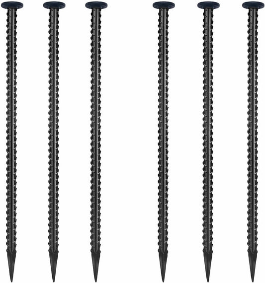 16 Inch Rebar Stakes, Ground Stake, 1/2 Inch Diameter，Galvanized Steel Ground Anchors, Landscpe Stakes, Heavy Duty Metal Spikes，Asphalt Anchor,Used for Speed Bump Wheel Stop and Camping (6 Pack)