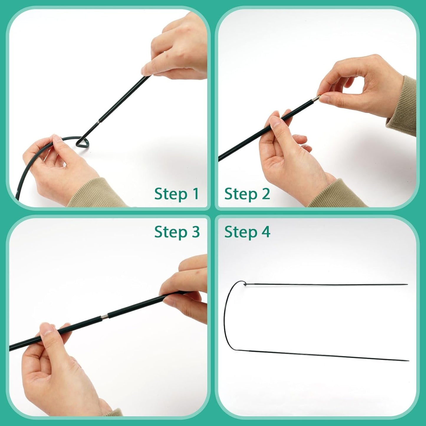 32 inch Plant Support Stakes, 10 Pack Half Round Metal Garden Plant Stake Heavy-Duty Plant Support Ring and Cage with Plant Clip & Twist Tie for Indoor and Outdoor Plants, Vegetable, Flowers