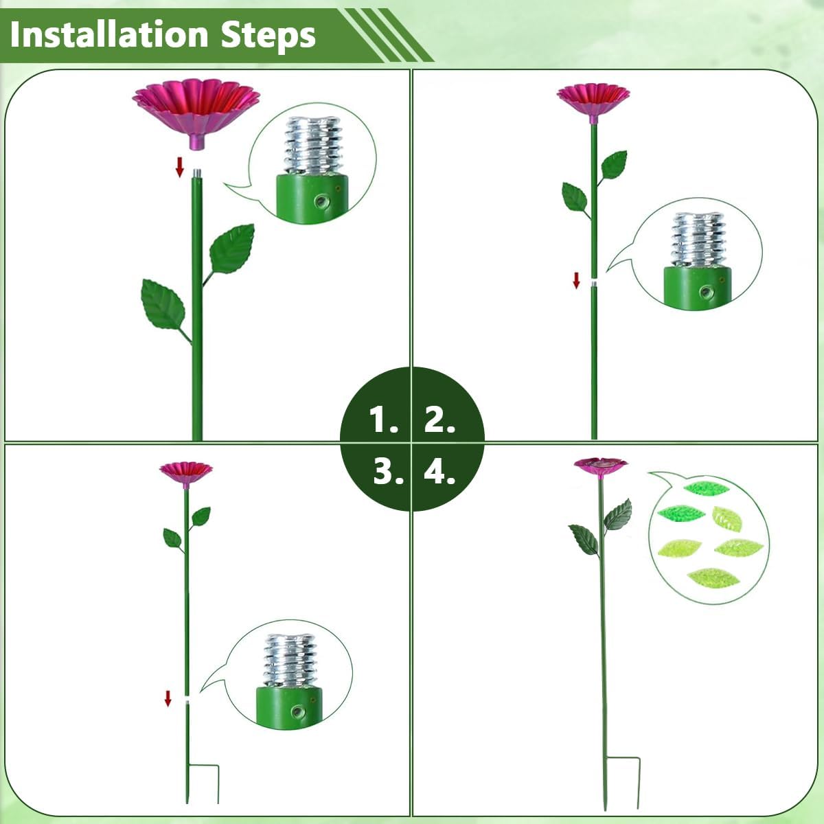 4 Pack Bee Watering Station for Garden, Metal Flower Colorful Butterfly Water Feeders, Butterfly Bath Bowl, Pollinator Watering Stake Decor for Outdoor Yard (Pink,Green,Blue,Orange)
