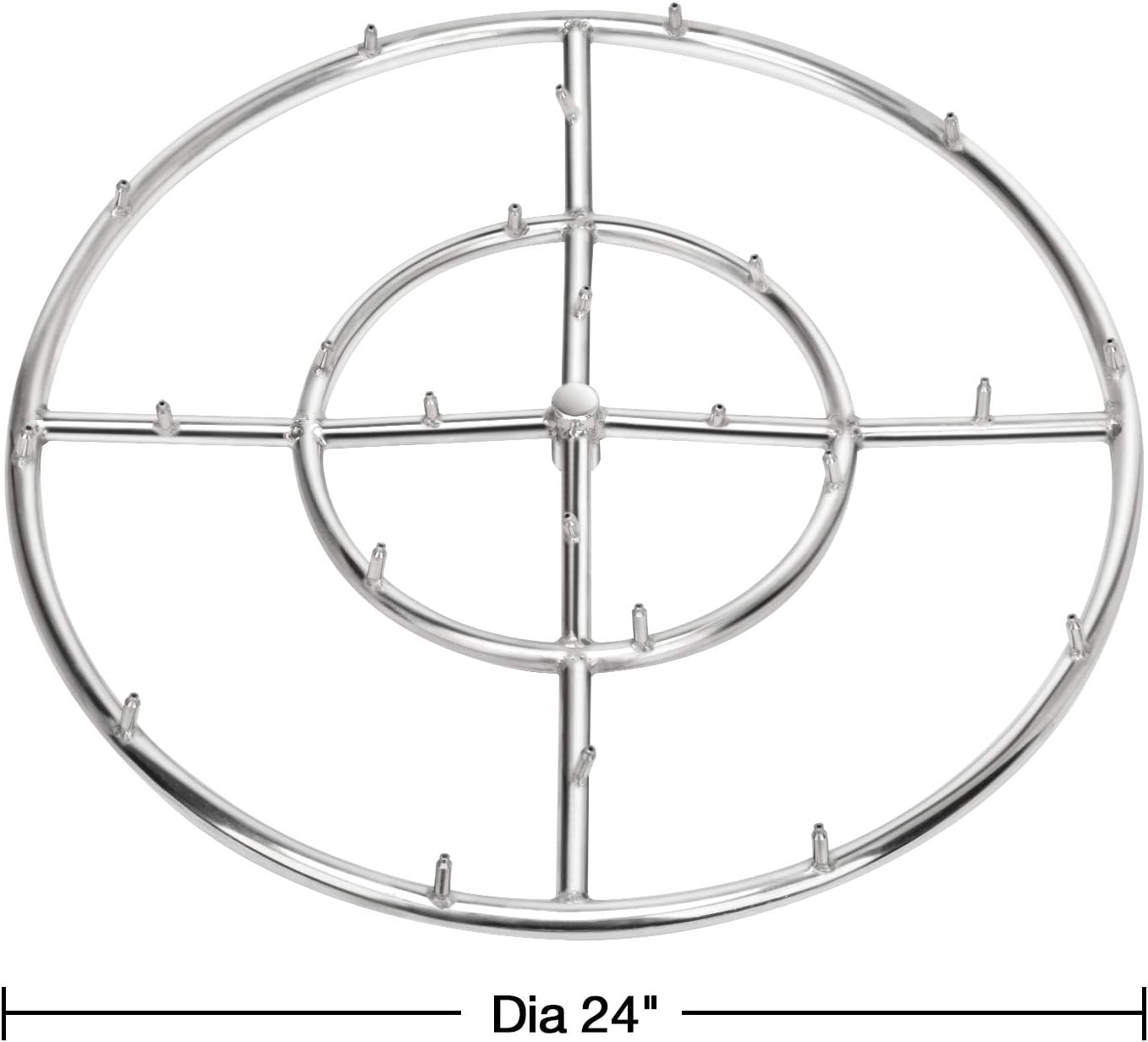 Stanbroil 24" High Flame Round Jet Burner Ring for Natural or Propane Gas Fire Pit, 304 Series Stainless Steel, Double Ring