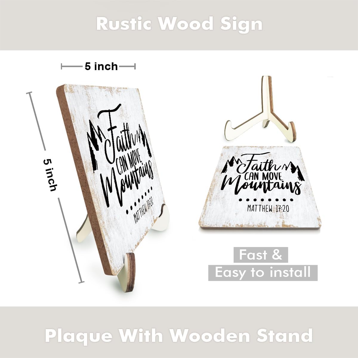 Inspirational Wood Sign Rustic Desk Decor Home Cubicle Office Decor Work Table Desk Accessories Decorative Christian Religious Bible Verse Faith Decorations Office Supplies for Desk Cubicle Decor