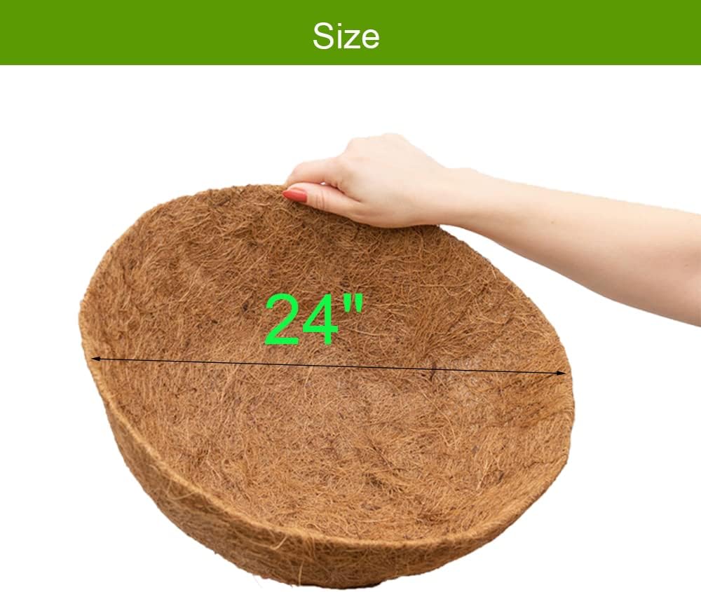 24 InchCoco Liners for Planters 4 PCS Round Basket Shaped Coconut Fiber Replacement Liners