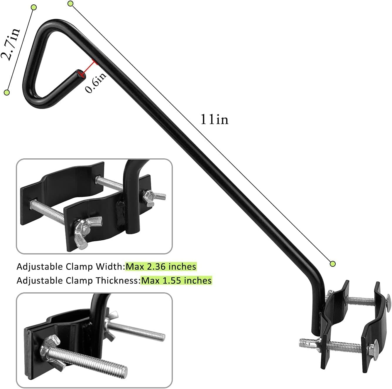2 Packs 11 Inch Fence Deck Hook Rail Hanging Mounting Kit Heavy Duty Bird Feeder Hook Decorative Hanger for Bird Feeders Planters Suet Baskets Lanterns on Balcony Porch Railing Fence