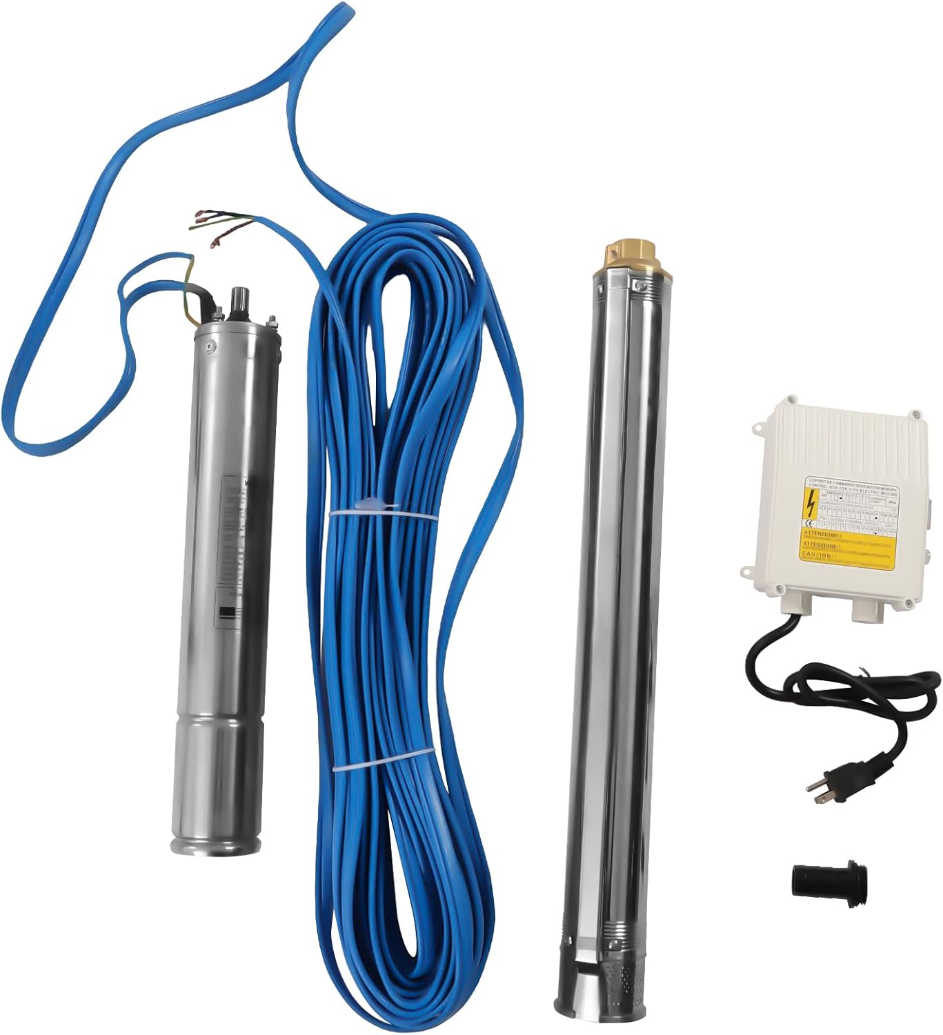 Deep Well Submersible Pump AC 110V 750W Electric Submersible Water Pump, 16 GPM Flow, 380ft Lift, Farm Ranch Irrigation Submersible Bore Hole Deep Well Pump 3420 RPM