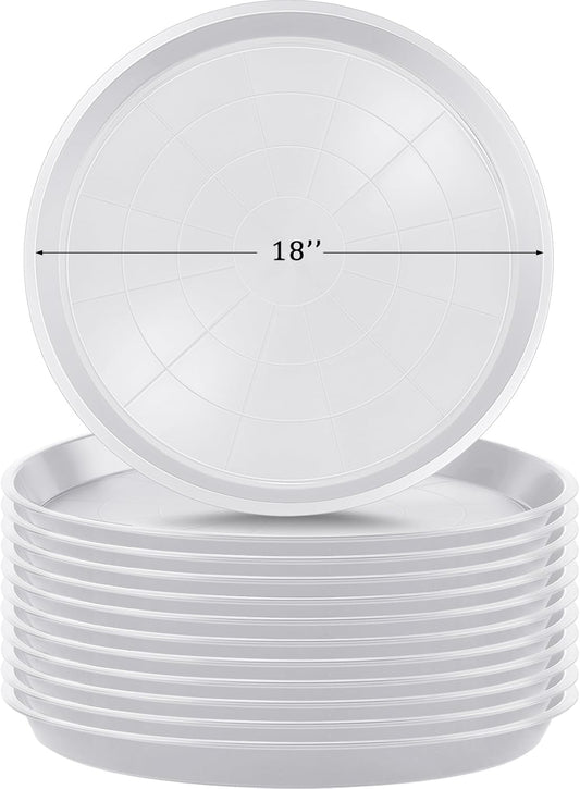 Eccliy 12 Pcs Plastic Plant Saucers Round Plant Tray Large Flower Pot Heavy Duty Planter Water Trays Thick Planter Drip Saucers for Indoors and Outdoors(18 Inch,White)