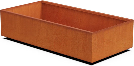 Corten Steel Raised Garden Bed - Large Rectangular Planters for Outdoor Plants, 48x24x12 Inch Heavy Duty Metal Planter Box for Patio & Landscape Design