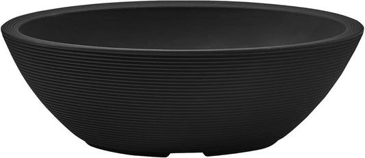 Crescent Garden Delano Oval Planter Bowl, Succulent Garden, Unique Indoor/Outdoor Double-Walled Plant Bowl with Plug- Oval Shape - 30" L x 21" W x 10" H (Caviar Black)