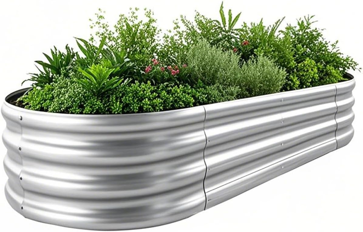 Galvanized Raised Garden Bed 4x2x1ft，Outdoor Large Metal Planter Box for Vegetables, Flowers, and Herbs – Heavy Duty Steel Raised Bed for Backyard Gardening – Rust-Resistant Flower Bed