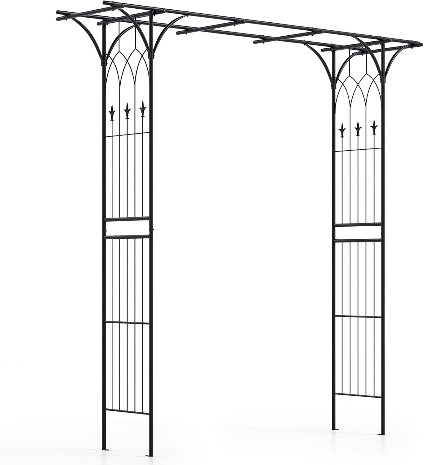Giantex Garden Arbor Wedding Arch for Ceremony Party, Metal Trellis Archway for Climbing Plants Rose Grape Vines, Steel Frame Pergola Decoration for Backyard Patio Lawn Pathway, Easy to Assemble