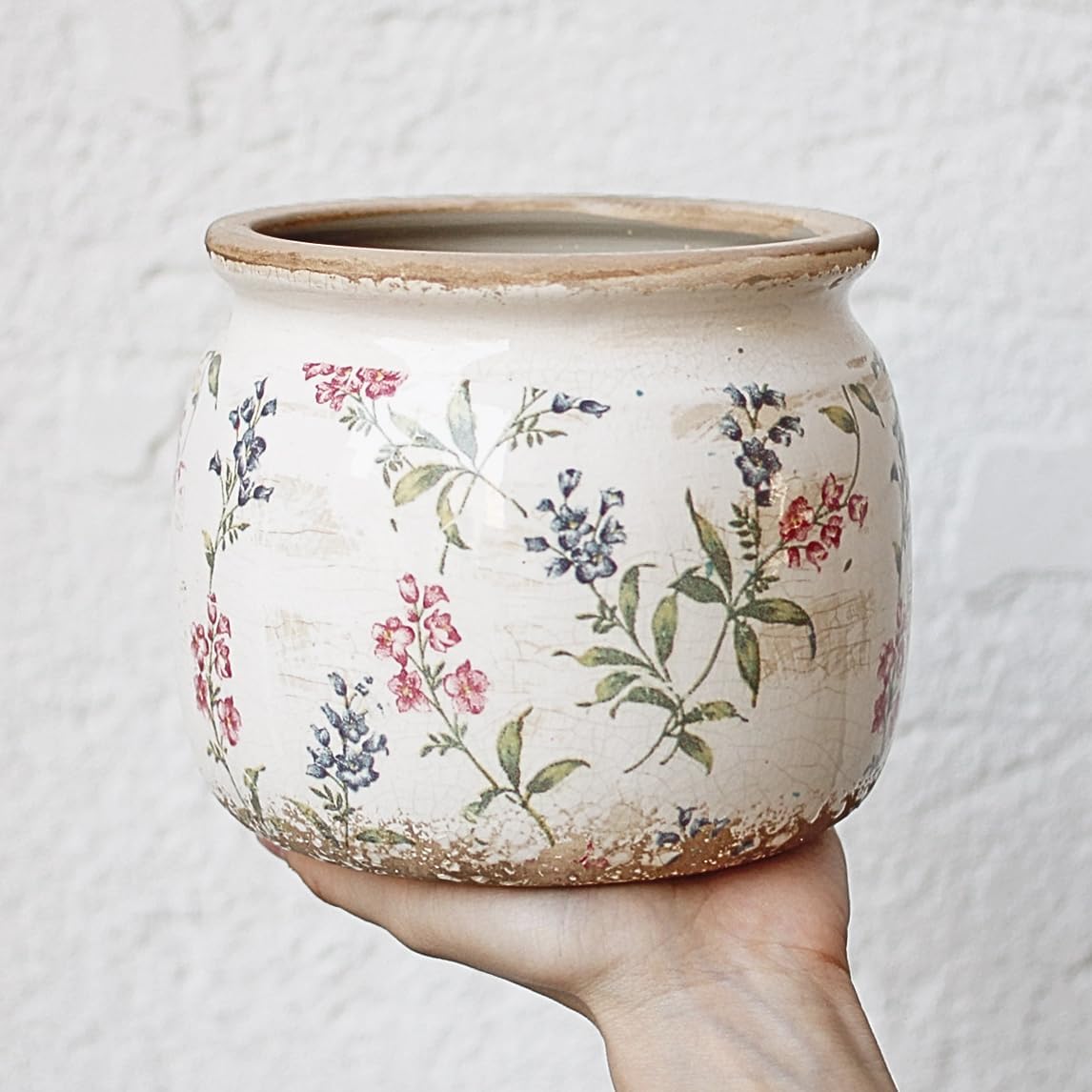 Flower Pots, Vintage Planters for Indoor Plants, 6.29'' Plant Pots with Drainage, Ceramic Pots for Plants, Vase & Planters, Indoor Planter for Home, Fall Decor, Purple Red