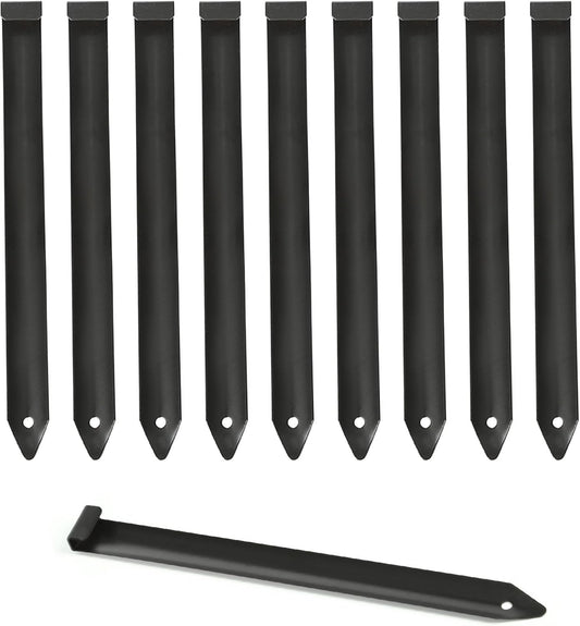 20Pcs Metal Landscape Edging Stakes, 8.5In Garden Stakes Landscape Anchoring Spikes for Terrace Board, Landscape Edging Coil, Grass Barrier, Bender Board, Garden Liner, Black