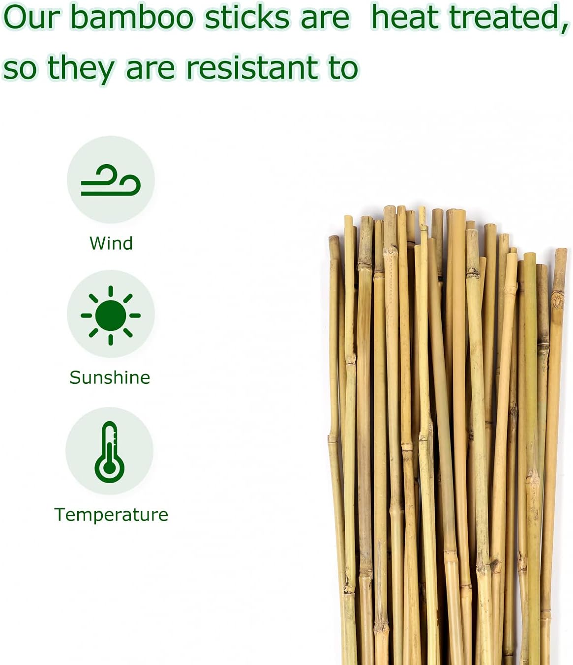 40pcs Natural Bamboo Sticks for Indoor and Outdoor Plants, 16 Inch Plant Support Stakes for Tomato, Beans, Potted Plants and Vegetable