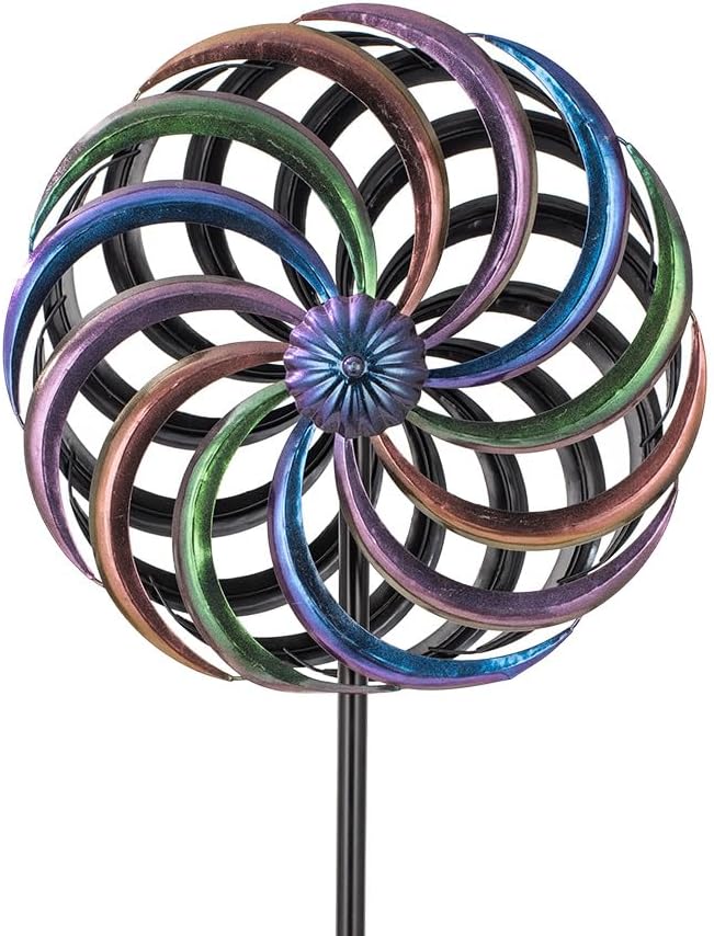 DREAMYSOUL Wind Spinner Outdoor, 13 Inches Dia Rainbow Metal Kinetic Wind Spinners, Dual Wind Spinners for Yard Garden Outside Patio Lawn Decor