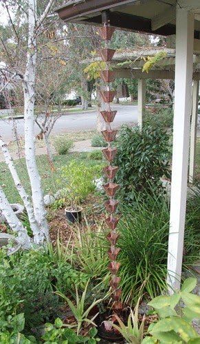 Nutshell Stores Medium Square Cups Rain Chain - Pre-Aged Copper - 16 Feet