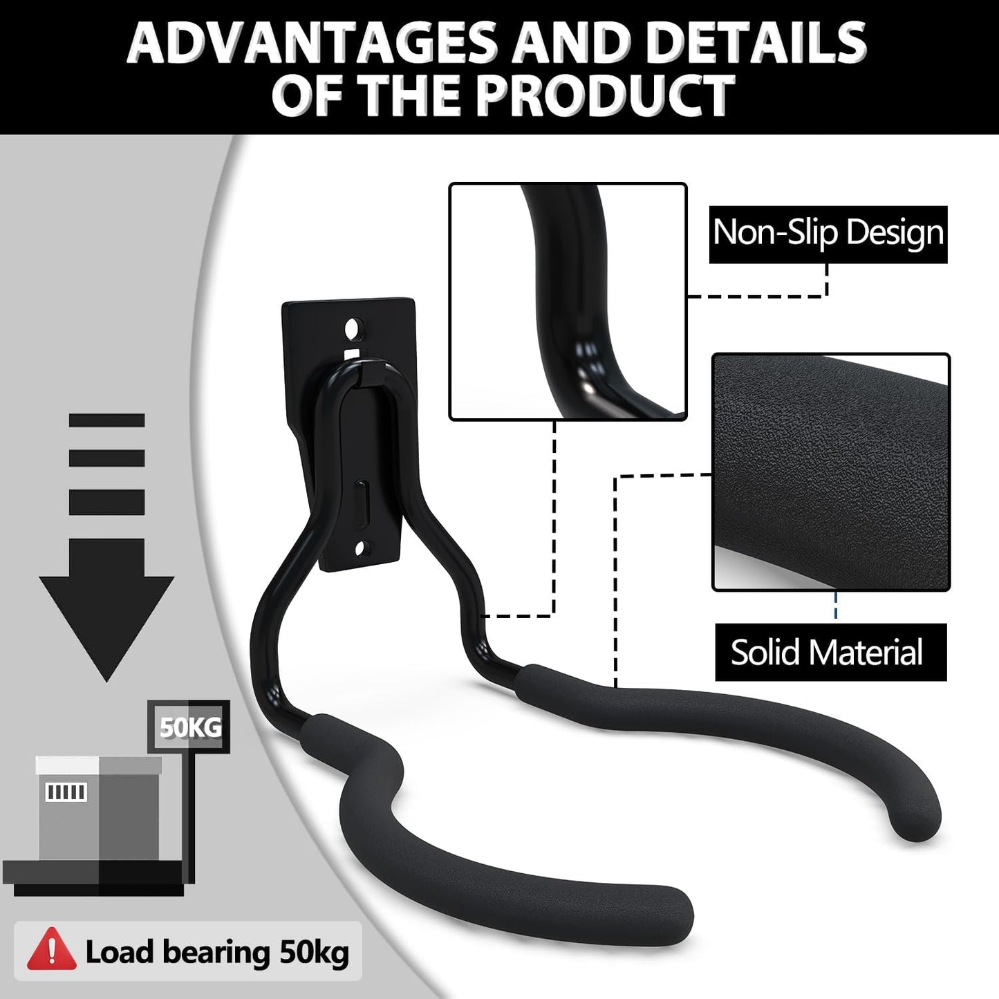 3-H Weed Eater Hanger 2 Pack,2 Garden Hose Holder,2 Screw in Hooks,Utility Weedeater Rack,Tool Hangers for Organizing and Hanging Weed Wacker,Leaf Blower,String Trimmer in Garden