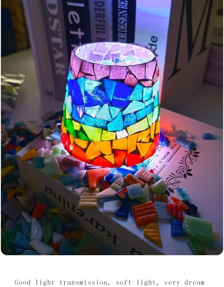 3/4 inch Quartz Glass Mosaic Tiles for Crafts, 1.1 LB, Square Mosaic Pieces for DIY Picture, Home Mosaic Decoration (Sky Blue)