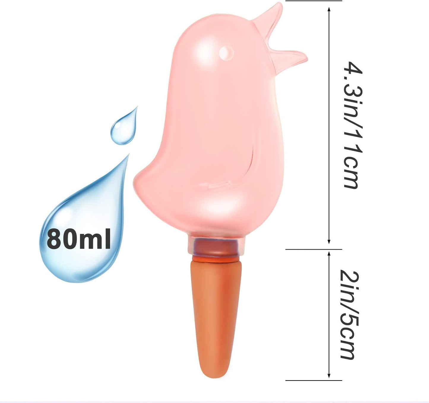 6 Pack Self Watering Spikes Plant Waterer Bird Shape Self Watering Globes Clear Watering Stakes Automatic Drip Irrigation Water Devices Vacation Houseplant Potted Plant Watering Bulbs