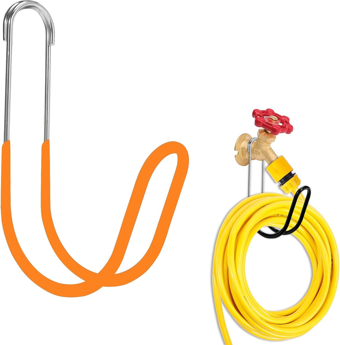 Garden Hose Holder Water Hose Hanger Wall Mounted,304Stainless Steel Solid Hose Hook Holds Up to 50Ft Garden Hose, Expandable Hose, Water Hose(Red 1pcs)