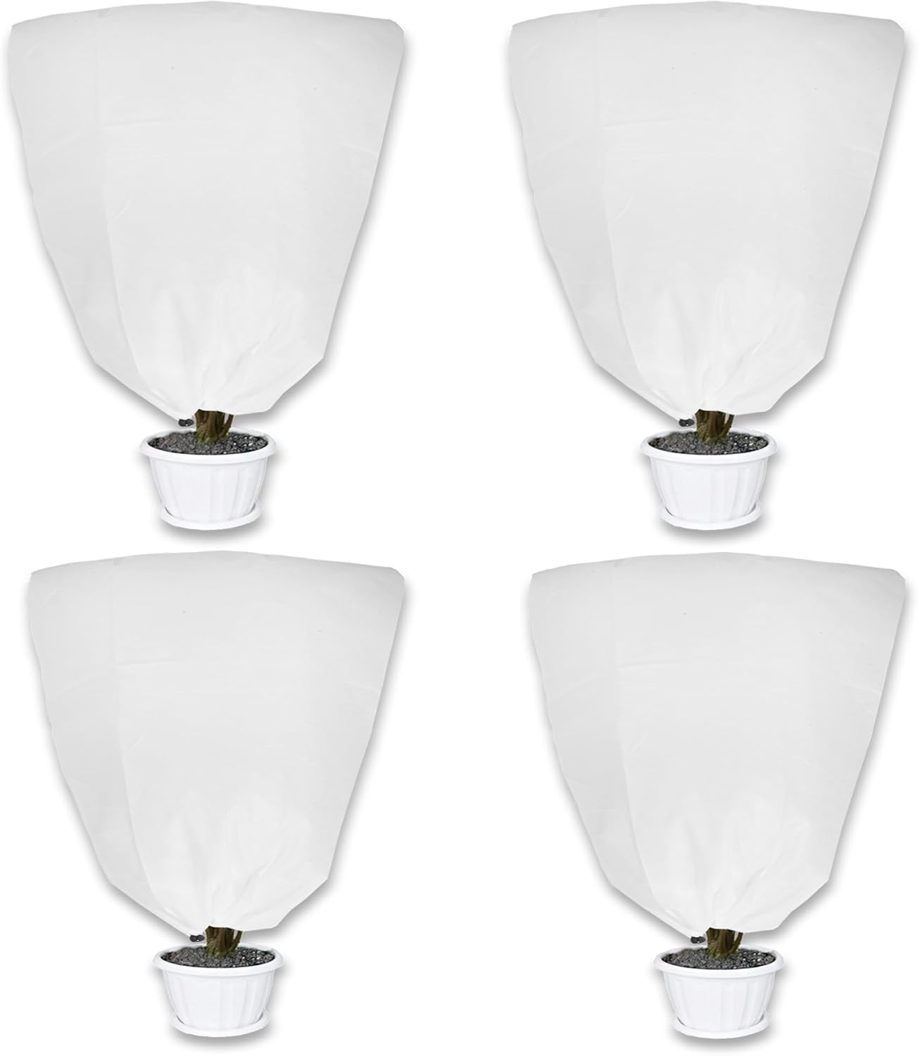 4 Pack Plant Covers Freeze Protection for Winter, 31.5''×23.6'' Frost Cloths for Outdoor Plants Cold Weather Blankets with Drawstrings