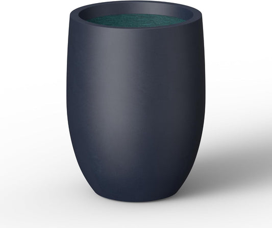 Kante 16.5 Inch Tall Concrete Planter, Large Indoor Outdoor Plant Pot with Drainage, Smooth Charcoal Finish with Forest Green Interior, Ideal for Porch, Home, Garden, Patio