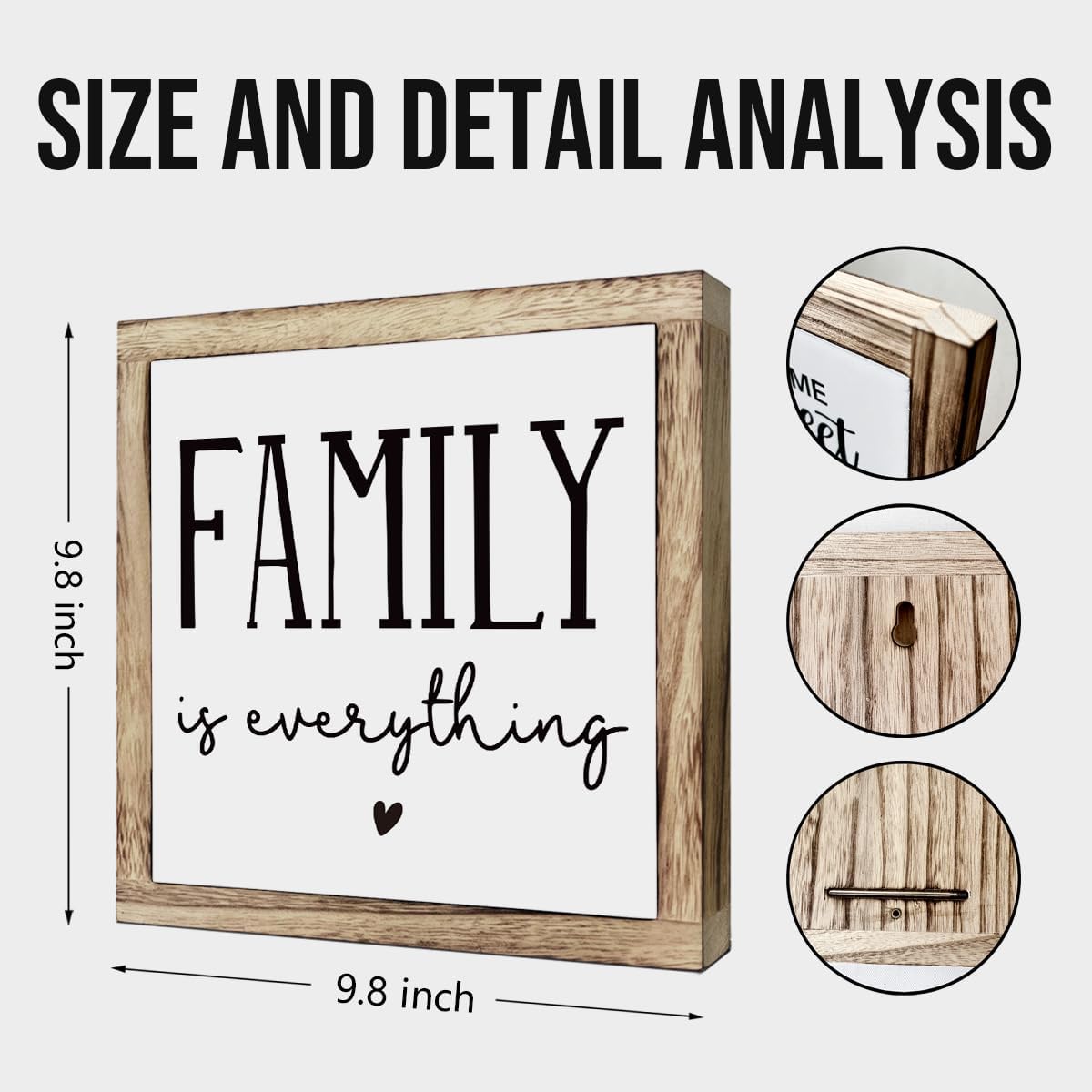 Farmhouse Home Decor, Living Room Decor for Shelf, Home decoration Accent, Rustic Tabletop Decoration, Inspirational Family Signs, Wooden Plaques Box Signs, Family is Everything Sign 9.8 * 9.8 Inch