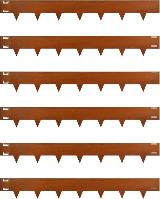 Cor-Ten Steel Landscape Lawn Edging, 40" L x 5" H,6 Pack Steel Edging for Landscaping,Metal Landscape Edging, Metal Edging for Landscaping(180 Degree Bend, Rusted)
