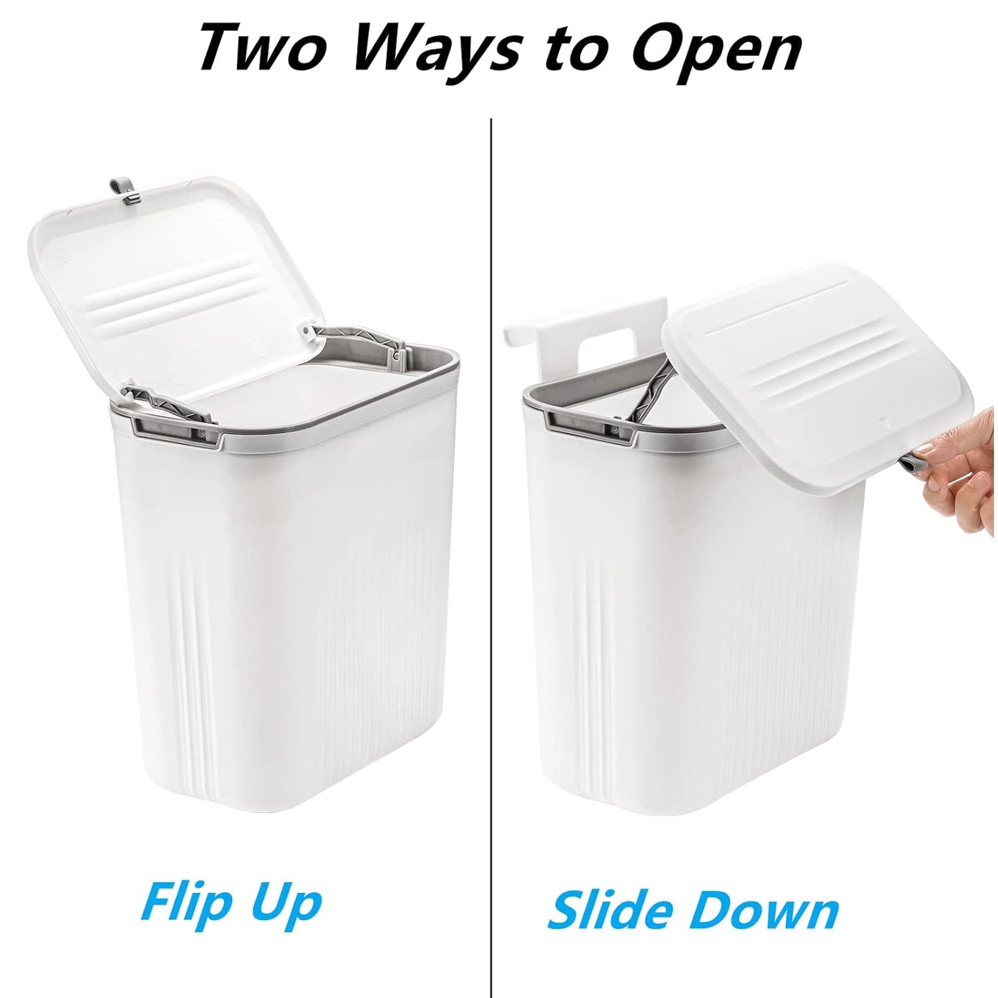Frcctre 2 Pack 2.4 Gallon Kitchen Compost Bin, Hanging Trash Can with Lid Garbage Can for Countertop or Under Sink, Wall Mounted Counter Waste Bin for Kitchen Bathroom Bedroom Office