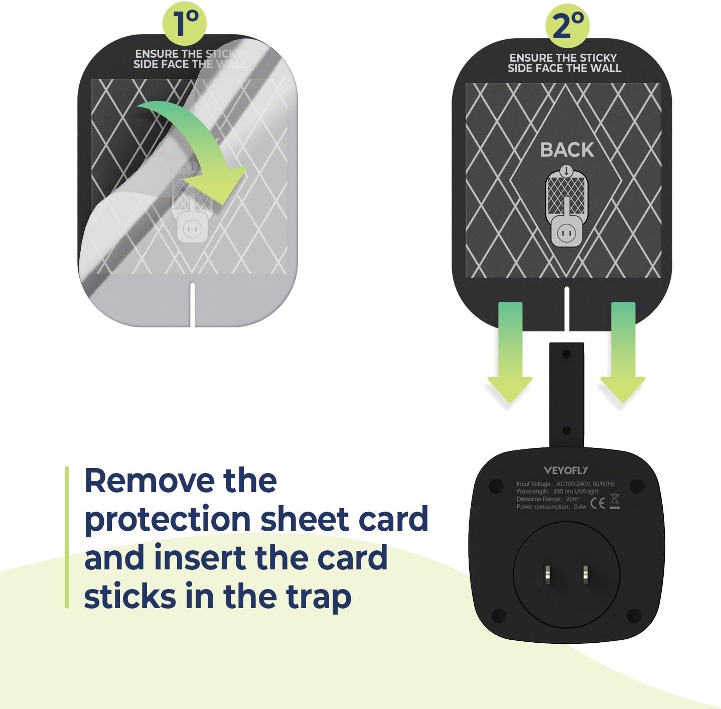 VEYOFLY Fly Trap Indoor Refill, Fruit Fly Traps, Gnat Traps for House,Fly Catcher, Fly Trap,Plug in Catch for Fruit Flies,Moths,Gnats, Mosquito Trap (Pack of 10 Refills-Black)