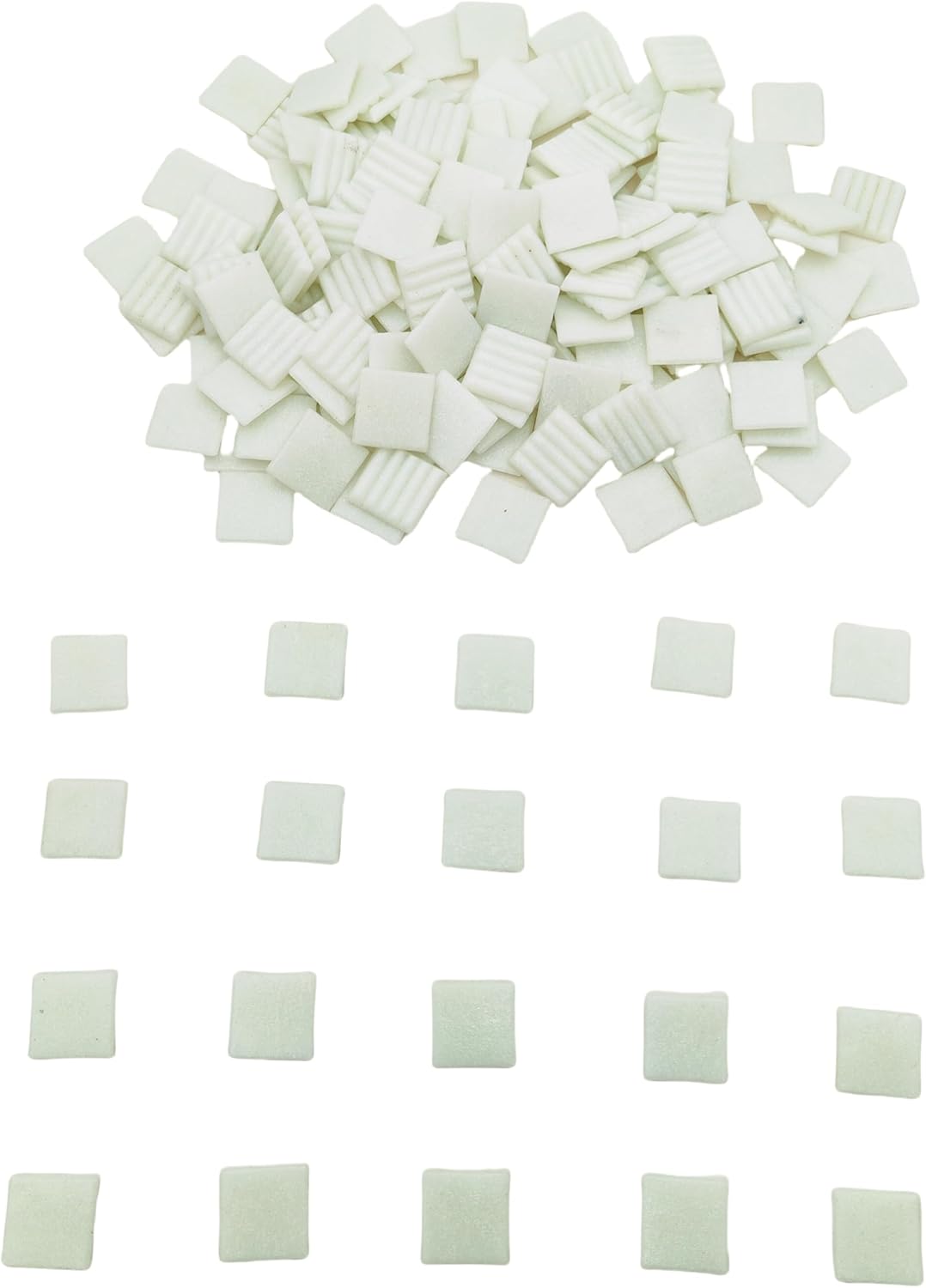 3/4 inch Quartz Glass Mosaic Tiles for Crafts, 1.1 LB, Square Mosaic Pieces for DIY Picture, Home Mosaic Decoration (White)