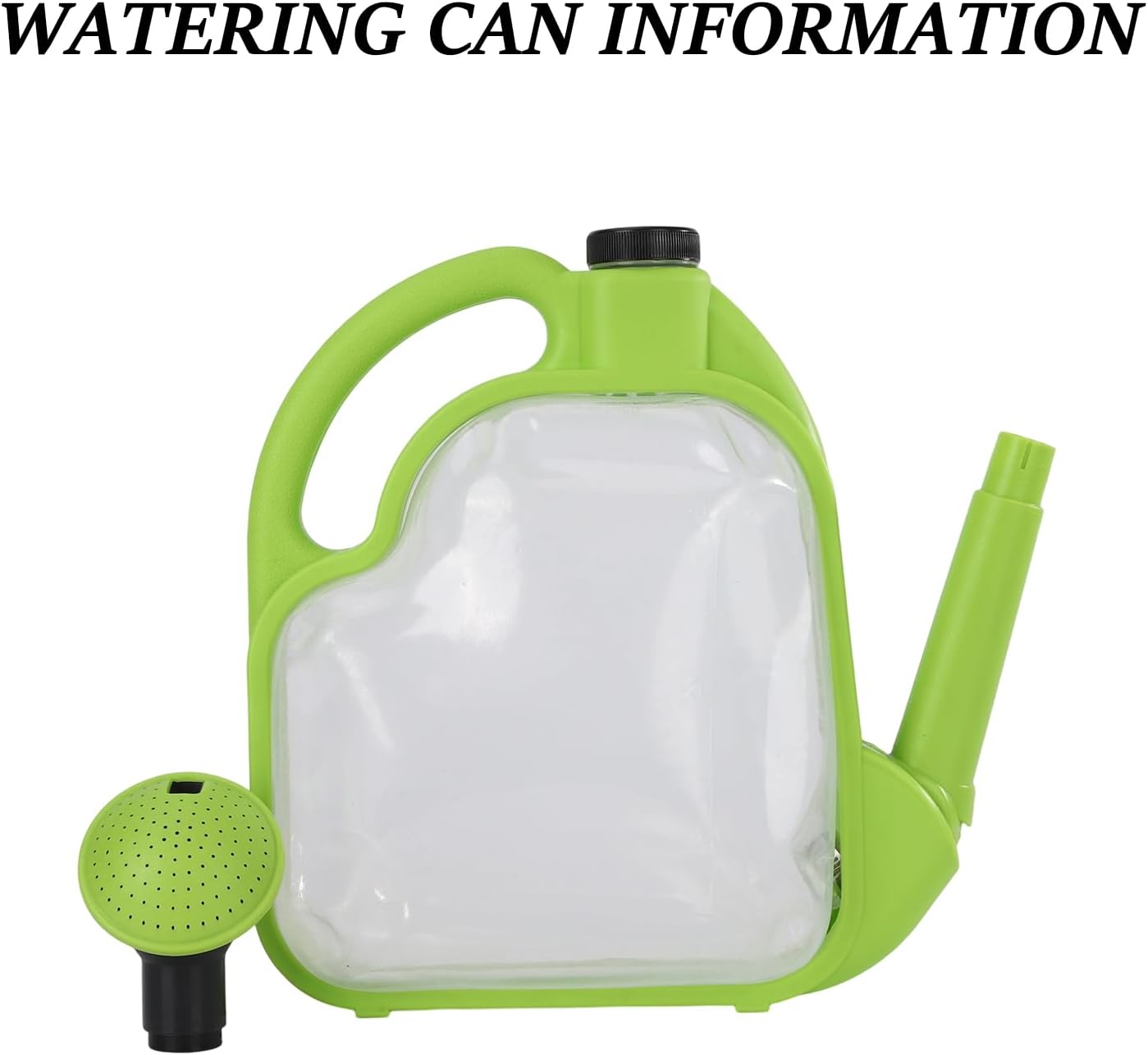 Foldable Watering Can 0.8 Gallon Transparent Plastic with Long Spout & Ergonomic Handle, Compact for Indoor Outdoor Plants（Green）